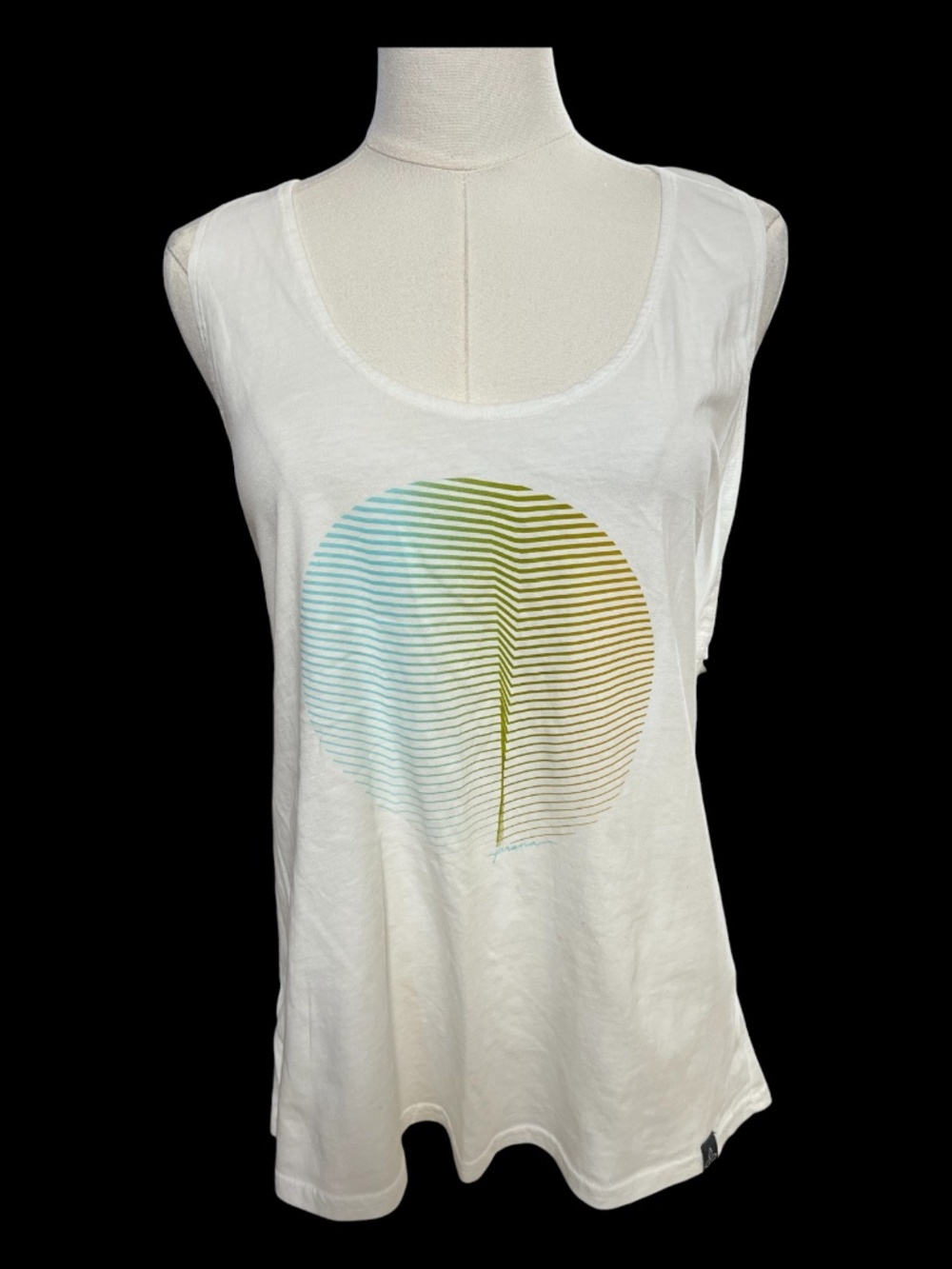 🆕 NWT prAna Organic Cotton Graphic Tank White Line Work Circle | Size L